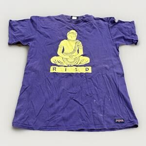 Vintage 90s Jansport Unisex Purple Buddha Short Sleeve T-shirt L USA *Flaws*